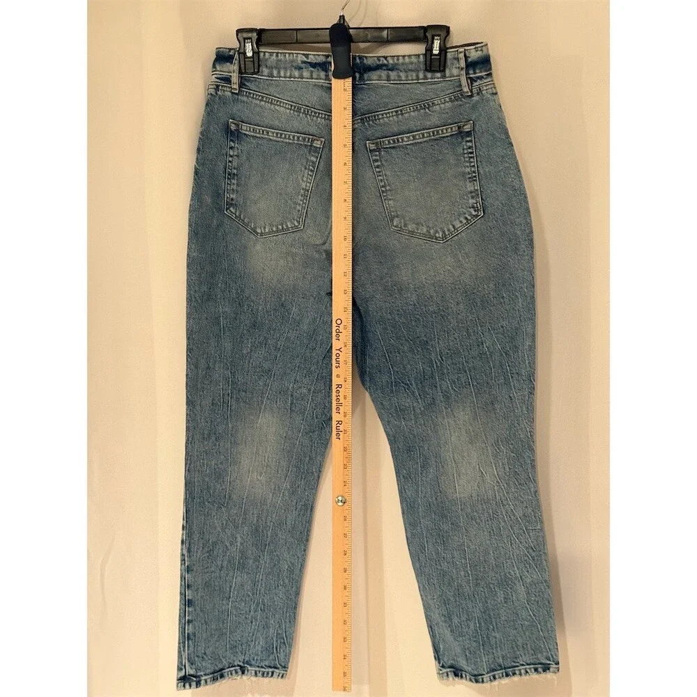 Old Navy Jeans Womens Size 30 Blue Light Wash High Rise Straight Leg Distressed - Picture 7 of 13